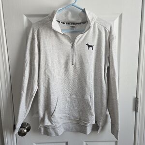 Victoria's Secret PINK Heather Gray Quarter Zip Sweatshirt